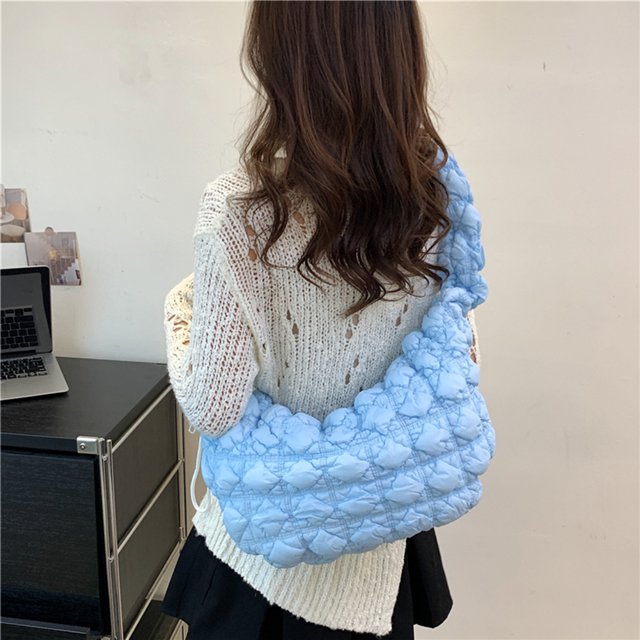 Bolso de axila de nube para mujer, Bolso Hobo hinchado de Color sólido, Bolso ligero de ocio para mujer