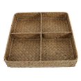 thumbnail image 4 of Weiweiguan 1PC Creative Four-compartment Woven Basket Tea Table Storage Basket Cosmetic Box, 4 of 6