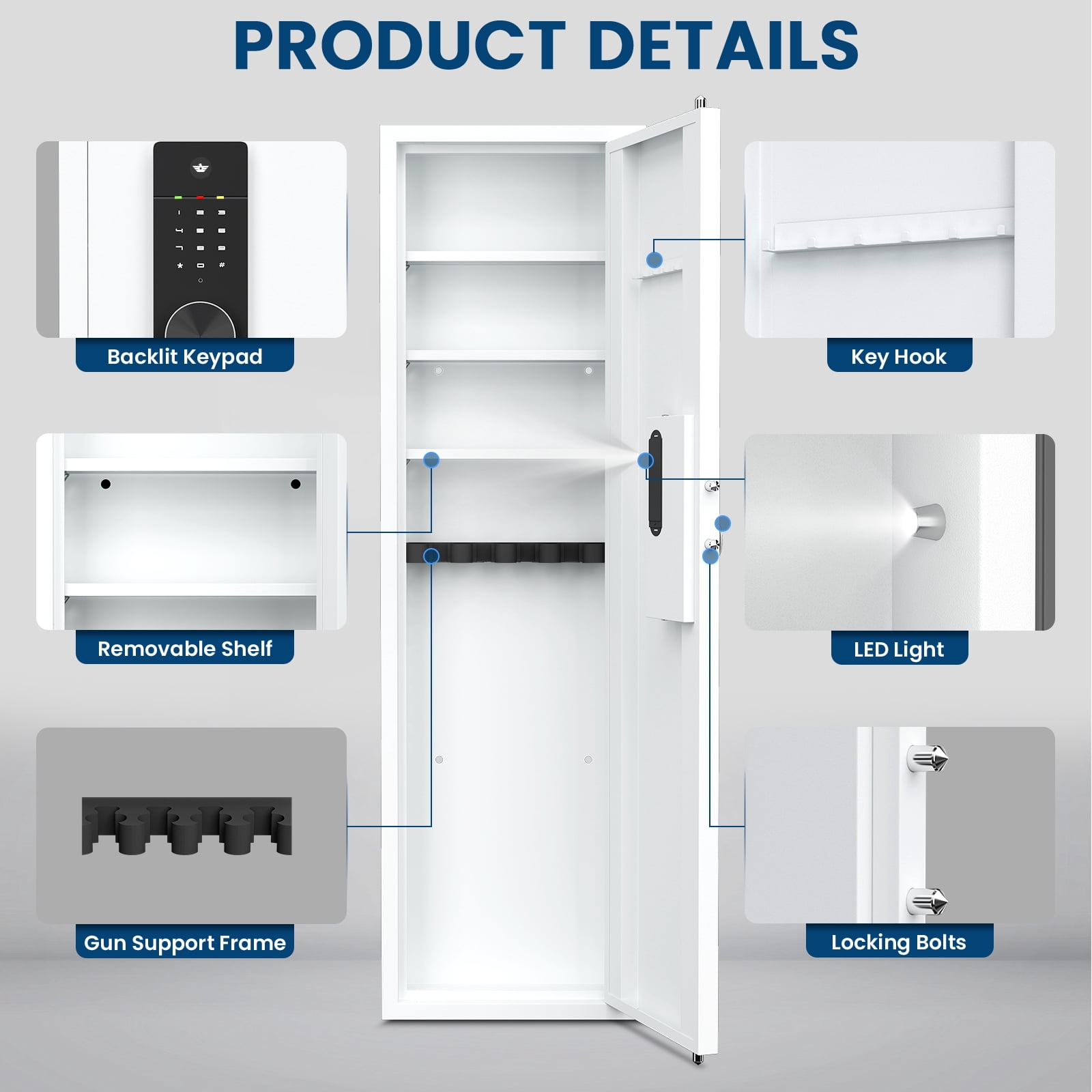 Karbeen 53" Hidden Gun Safe- Wall Safes Between the Studs with Dual Alarm System and Silent Mode for Home Firearm Money Valuables