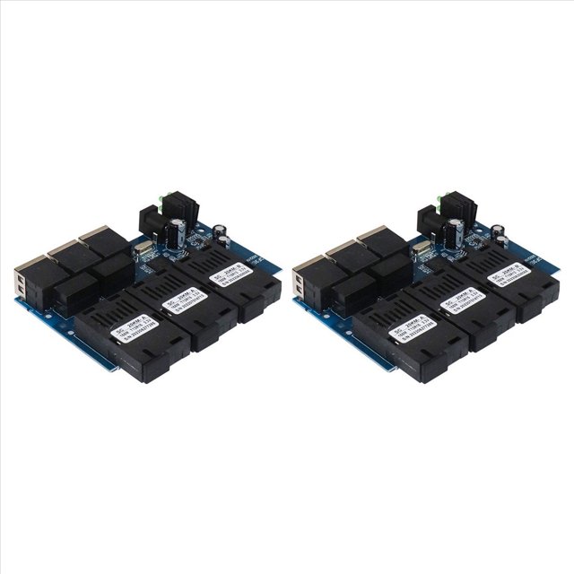 2X Conmutador de Fibra Ethernet 100M Placa PCBA Convertidor de Medios ÓPticos 20Km 3 Fibra 3 RJ45 Soporte RPOE Interruptor de Fibra SC Simplex