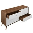 thumbnail image 5 of Dresser Drawer Chest, Walnut White, Wood, Mid Century Bedroom Living, Modern Contemporary HB35866, 5 of 8
