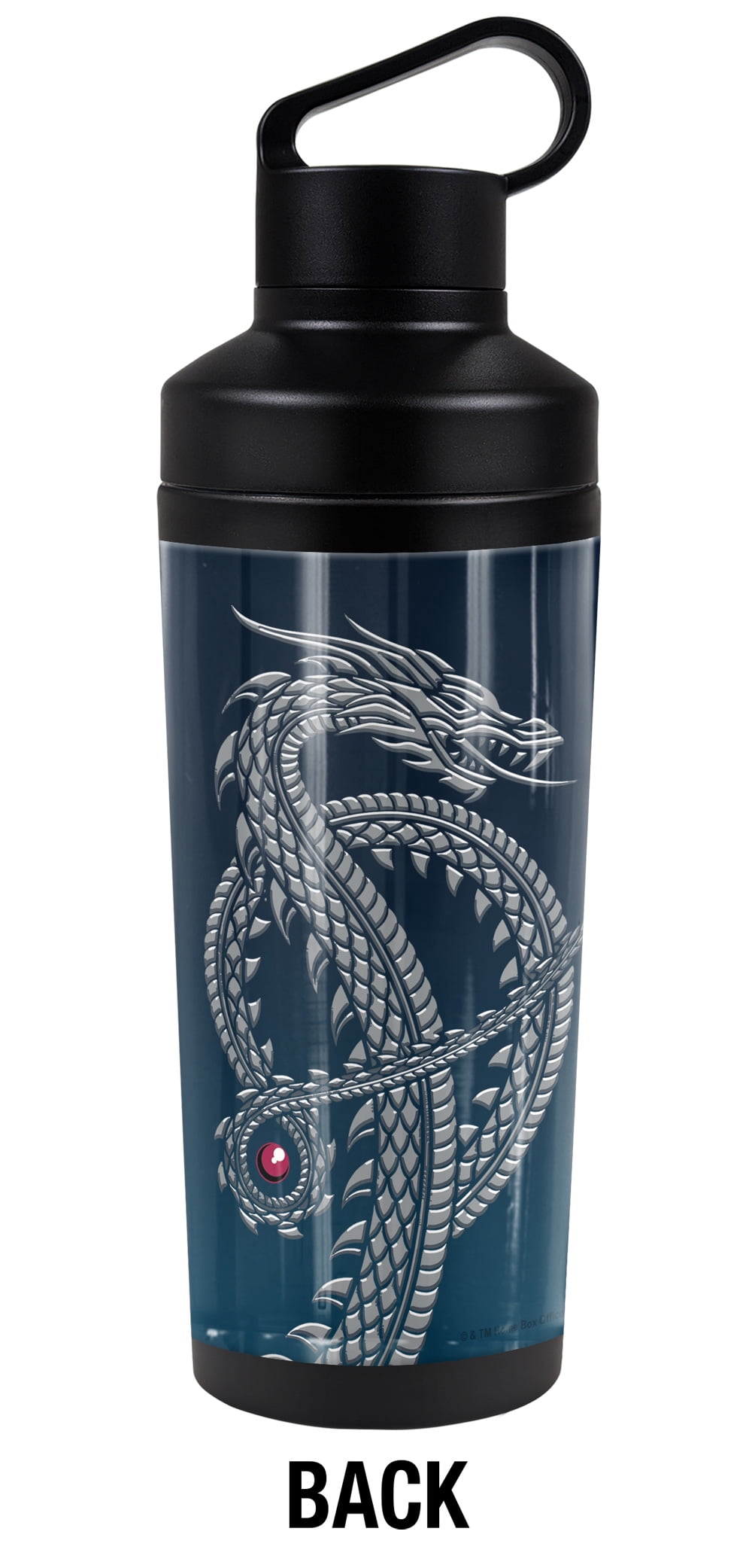 House of The Dragon Official Silver Dragon 18 oz Insulated Water Bottle, Leak Resistant, Vacuum Insulated Stainless Steel with 2-in-1 Loop Cap