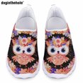 thumbnail image 1 of Zapatos casuales con estampado de búho de dibujos animados de Doginthehole para mujer, zapatos planos deportivos para exteriores, zapatos de verano cómodos y transpirables de malla sin cordones, 1 of 5