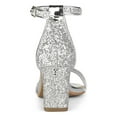 thumbnail image 2 of BLISSFUL STEP Valentine's Women's Shoes Glitter Ankle Strap Block Heel Prom Sandals Silver 8.5, 2 of 8