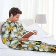 thumbnail image 6 of Naloa Bees and Flower Men’s Pajamas Set - Long Sleeve Button Down Sleep Shirt and Pajama Bottoms Sleepwear Set-Medium, 6 of 7