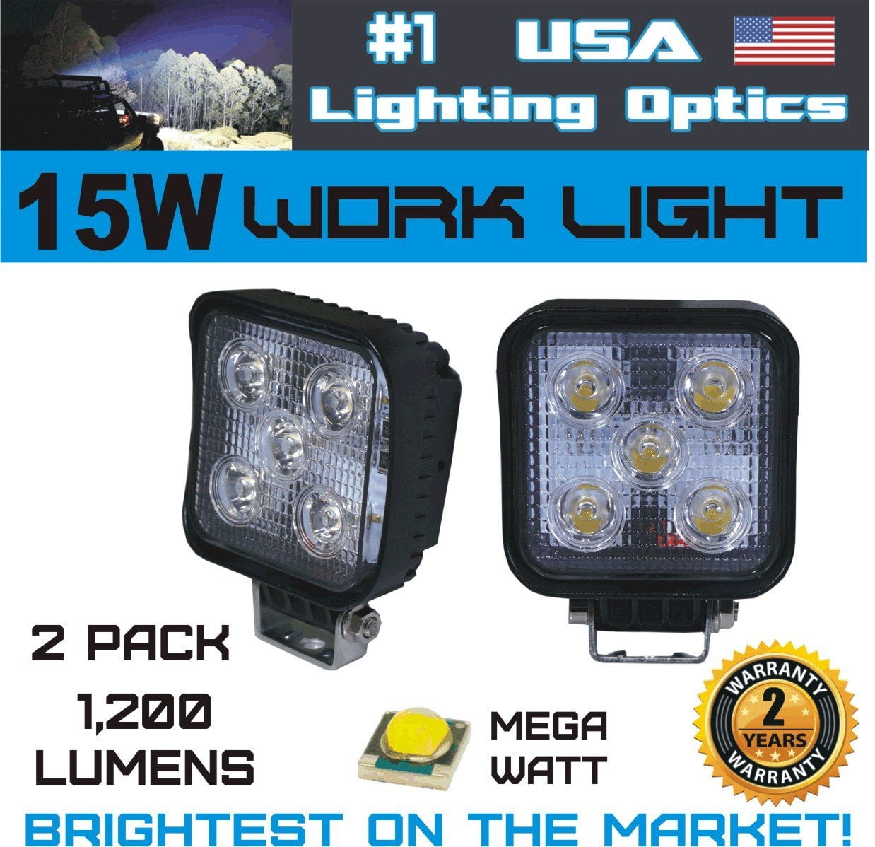 6 x 15W LED work Light Lamp 12V Flood Beam 24V Truck Tractor Jeep ATV Car Boat 