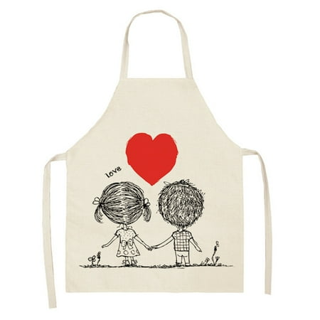 

Fuieoe Apron Cookware 1Pc Parent Adult The Family Kitchen Valentine S Day Print Linen Aprons