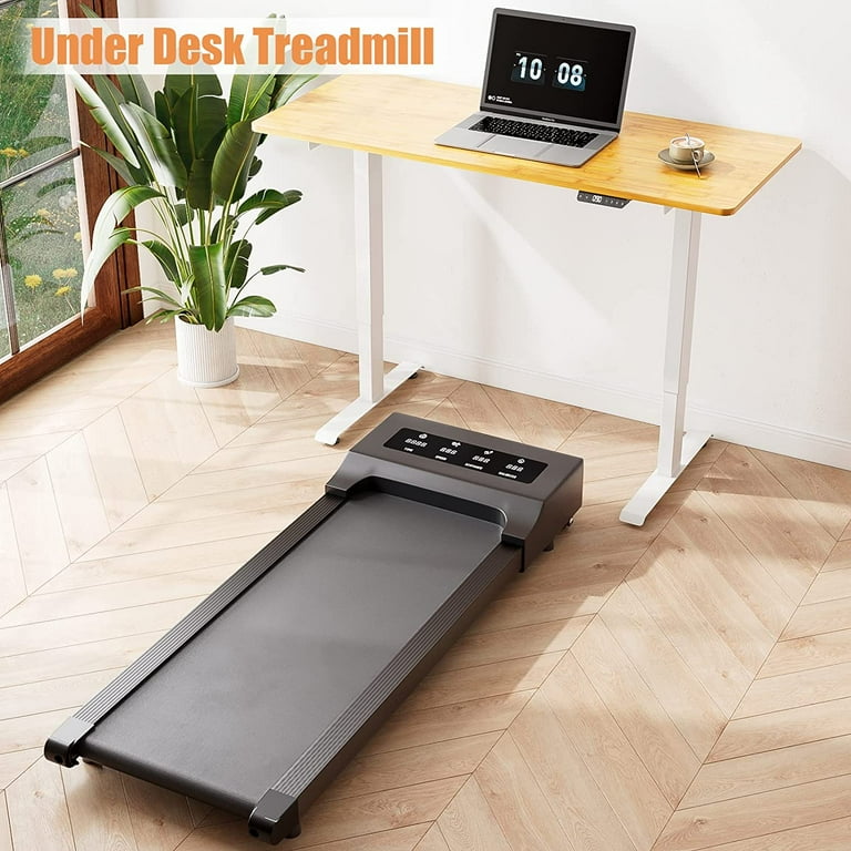 Fophet Walking Pad Under Desk Treadmill 2 in 1 Portable Treadmill for Home Office Installation Free Walking Treadmill with LED Display Remote APP