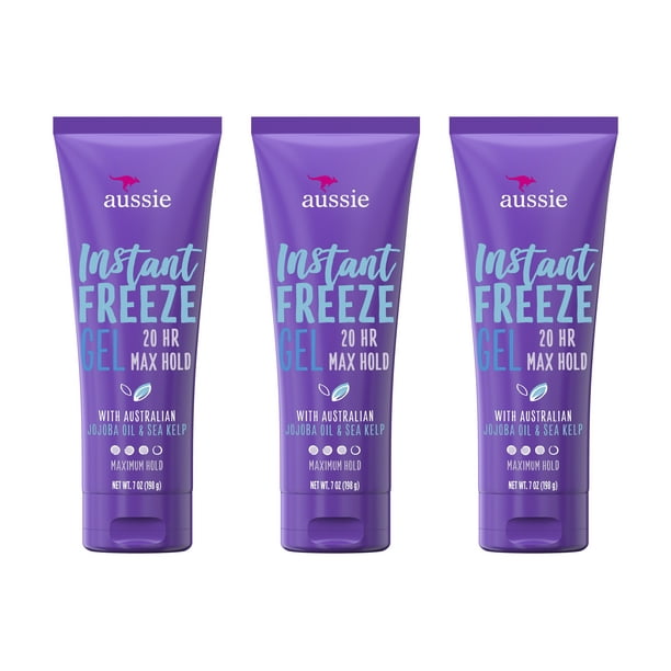 Aussie Instant Freeze Hair Gel with Jojoba Oil, 7 oz, 3 pack