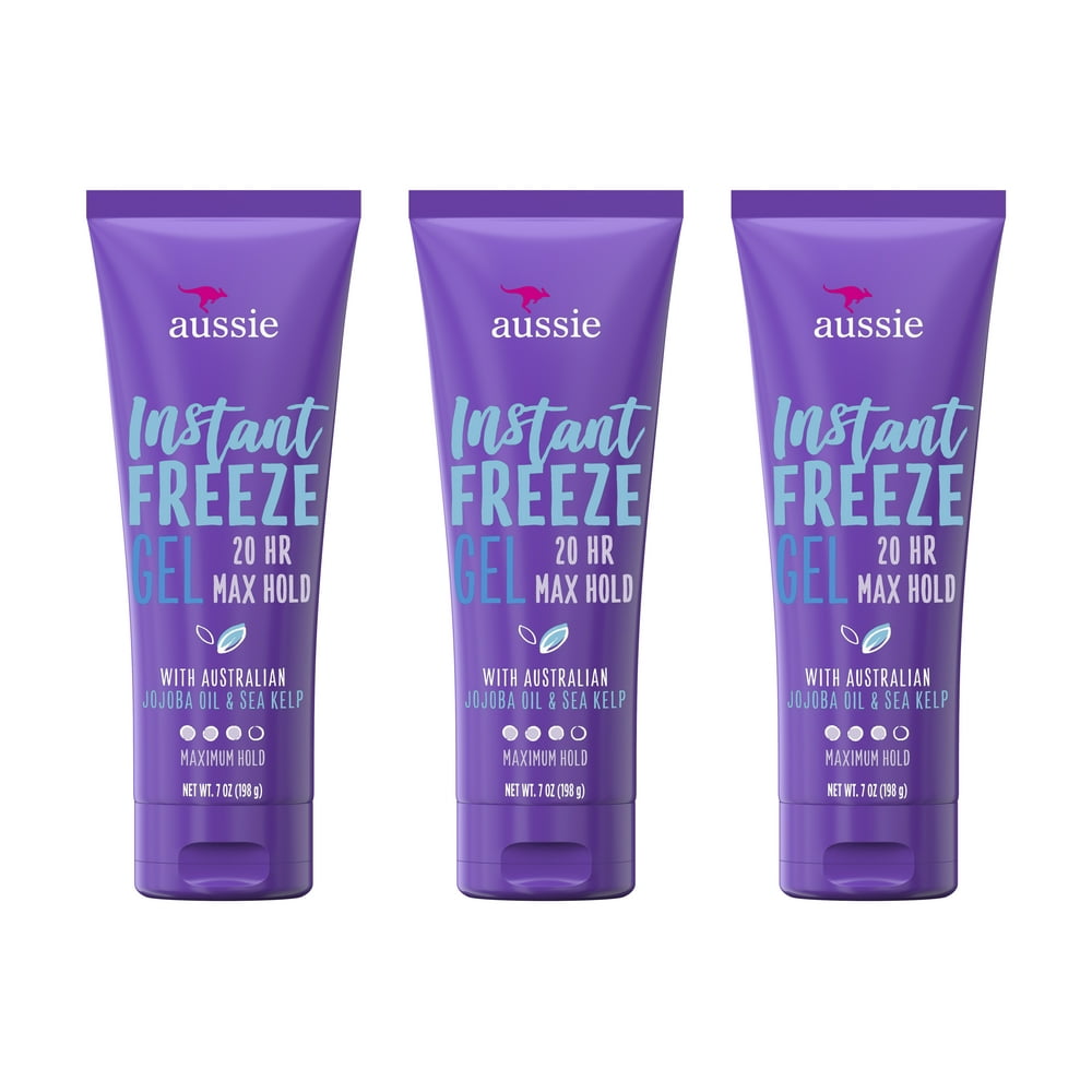 Aussie Instant Freeze Hair Gel with Jojoba Oil, 7 oz, 3 pack Walmart