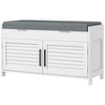 thumbnail image 5 of White Shoe Rack Bench, Entryway With Hidden Storage, Cushion, Adjustable Shelves, Shutter Doors, Supports Up To 352 Lbs For Bedroom Rack, Bench Cushioned Seat, Weight Limit, 5 of 7