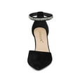 thumbnail image 6 of BLISSFUL STEP Women's Pointed Toe Rhines Ankle Strap Block Heels Pumps Black 7, 6 of 7