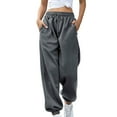 thumbnail image 2 of Linen Pants Women Bottom Sweat Joggers Workout High Waisted Yoga Lounge With Pockets Trousers, 2 of 4