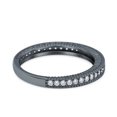 thumbnail image 2 of Black Tone, Simulated Cubic Zirconia Size-9 Half Eternity Band Bridal Stacking Wedding Engagement Ring 925 Sterling Silver, 2 of 7