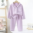 thumbnail image 3 of Sopiago Girls Pajamas Set Long Sleeve Button-Down Sleepwear Nightwear Soft Pjs Set Loungewear Purple,3-4 Years, 3 of 3
