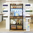 thumbnail image 4 of ChVans 64.4" Bakers Rack with LED light & Power Outlets, 5 Tier Microwave Stand with Storage Cabinet and Drawers, 4 of 8