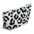 thumbnail image 3 of White & Blue Leopard Animal Print Makeup Bag Women's Cosmetic Pouch Bag, 3 of 5
