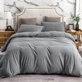 thumbnail image 3 of Pure Era Duvet Cover Set,Queen Size, Jersey Knit Cotton 100% T-Shirt Cotton,Ultra Soft 2 Pillowcases, Heathered Dark Gray, 3 of 5
