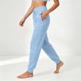thumbnail image 4 of High Waist Tapered Joggers for Women Elastic Drawstring Ribbed Ankle Cuff Sweatpants Loose Fit Athletic Lounge Pants with Pockets Light Blue 3XL, 4 of 7