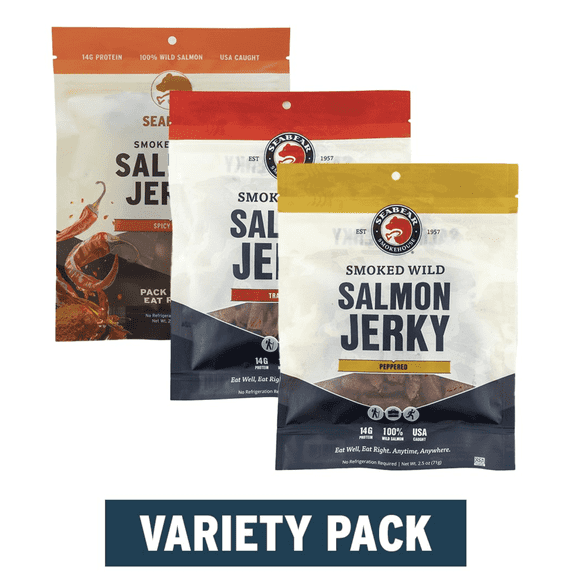 SeaBear Smoked Salmon Jerky Variety Pack, 3.5 oz (3 Pack)