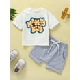 thumbnail image 2 of Bagilaanoe 2pcs Toddler Baby Boy Short Pants Set Letters Print Short Sleeve T-Shirt Tops + Shorts 6M 12M 18M 24M 3T Kids Casual Summer Outfits, 2 of 9