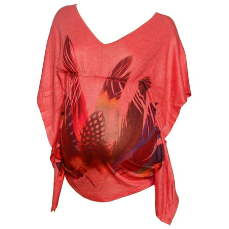 Love My Belly Women's Orange Feather Print Maternity Clothing