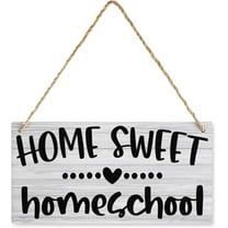 Hanging Wood Sign Home Sweet Homeschool Rustic Wood Sign Wall Art For Home Entryway Living Dining Room Farmhouse 12X 6 Inch