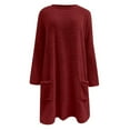thumbnail image 5 of UJNDER Women's Solid Color Crewneck Sweatshirt Dress Long Sleeve Pocket Warm Winter Casual Pullover Sweatshirts for Women Wine XXL, 5 of 6