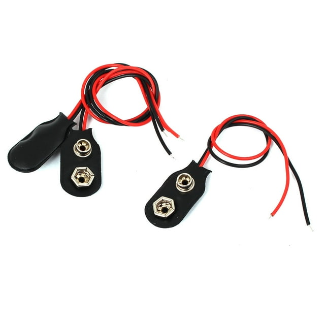 Unique Bargains 3 Pcs 15cm Wire Leads Soft Shell 9V 9 Volt Battery Clip I Type Buckles Connector
