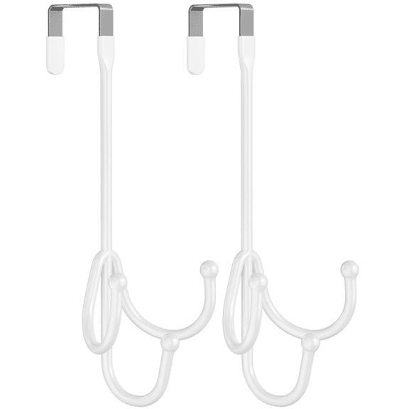 2 Pack Over The Door Hooks, Over The Door Hanger Heavy Duty Metal Double Hook, Over The Door Towel Rack for Bathroom, Door Hanger Hook & Door Coat Hanger for Coats, Robes, Towels, Bags(Black)
