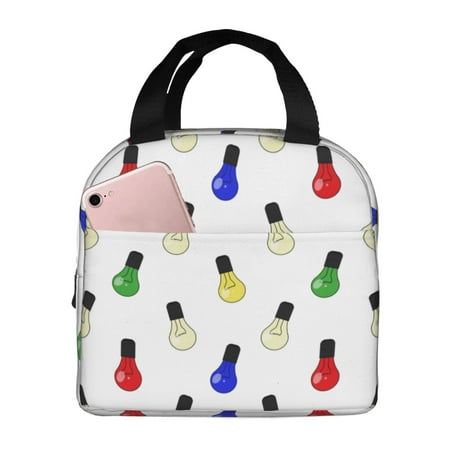 Insulated Lunch Bag for Women Men - colorful Light Bulb Print Leakproof Cooler Lunch Box for Women Men  Lunch Tote Bags for Work School Picnic Travel