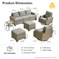 thumbnail image 2 of XIZZI 8 Pieces Outdoor Patio Furniture All Weather Rattan Conversation Set High Back Seating Set Modular Outside Sectional Sofa with Swivel Rocking Chairs for Porch,Dark Gray, 2 of 9