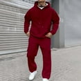 thumbnail image 6 of Track Suits For Men 2 Piece Hoodies with Sweatpants Sets Casual Running Jogging Sport Suit Sets Drawstring Hooded Sweatshirts Cargo Pants - Red-03,L, 6 of 9
