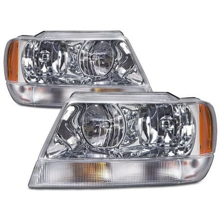 Jeep Grand Cherokee Corner Light - 1999-2004 Jeep Grand Cherokee Limited-Style Headlights w/o Bulbs Set Pair CH2502121 & CH2503121