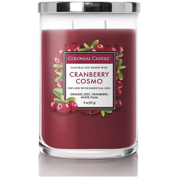 Colonial Candle Classic Cranberry Cosmo Scented Jar Candle, 2 Wick, 11 oz, 80 Hours Burn, Fruity