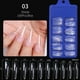thumbnail image 1 of 100 unids/caja de uñas postizas naturales, blanco claro, extensión de cobertura completa, puntas de uñas postizas, pegatina completa de gota de agua en forma de T para uñas Tan Jianjun unisex, 1 of 2