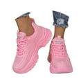 thumbnail image 3 of Wyzesi Espadrilles Rouges pour Filles Espadrilles en Tricot Volant Femmes Automne et Hiver Mode Bout Rond à Lacets Chaussures Décontractées Semelle Épaisse Chaussures de Course Espadrilles Roses pour Filles Taille, 3 of 6