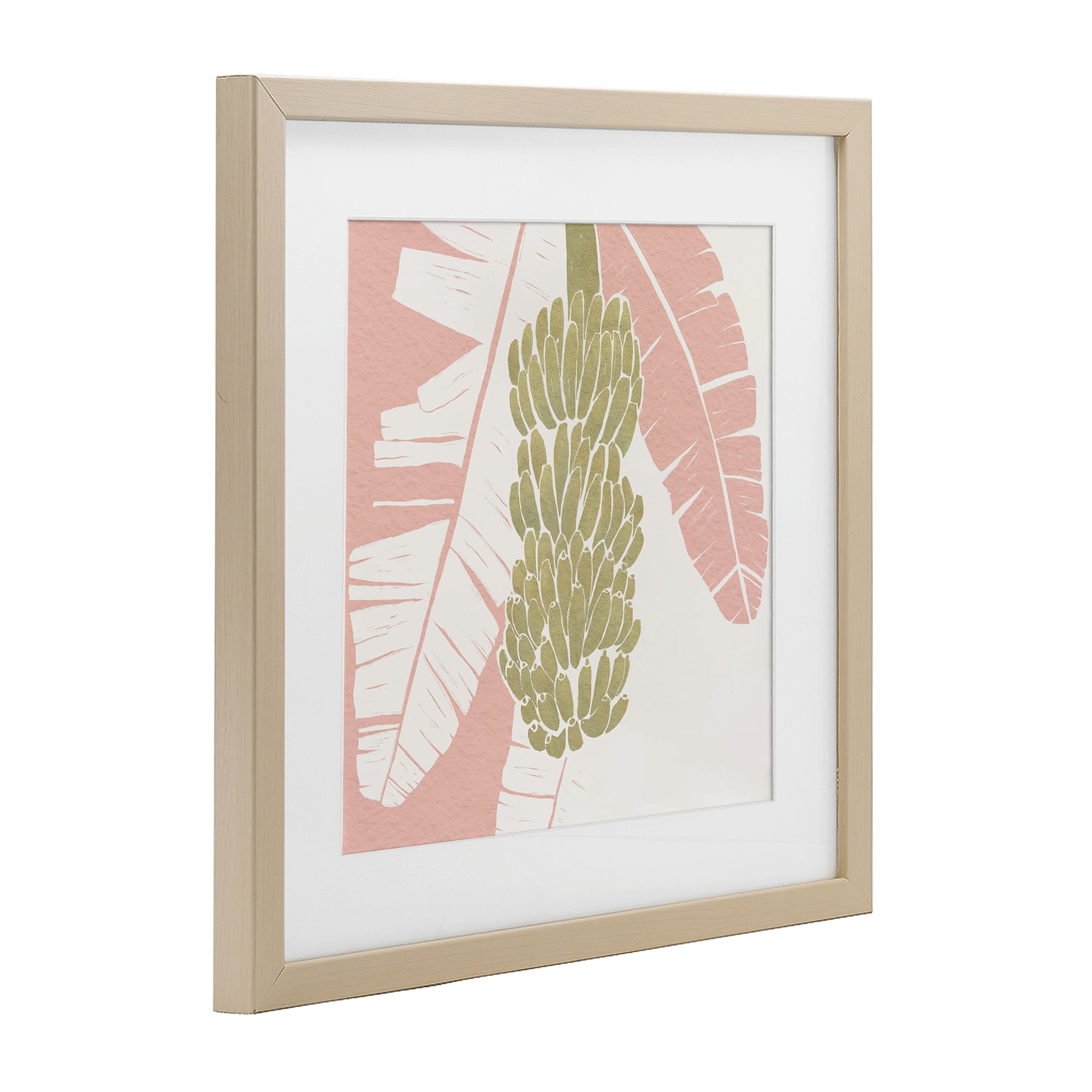 Stupell Industries Banana Bunch Amid Pink Leaves Birch Framed Print Under Glass, design by Yuyu Pont