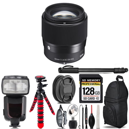 Sigma 56mm f/1.4 DC DN Contemporary Lens for Sony E - 128GB Accessory Kit