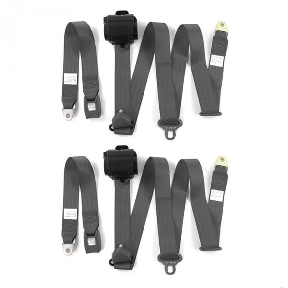 Standard 3 Point Charcoal Retractable Bucket Seat Belt Kit for 1970-1979 AMC Gremlin - 2 Belts