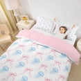 thumbnail image 3 of spefrowx Kawaii Blue Jellyfish Twin Duvet Cover for Girls, Pink Watercolor Bow Ribbon Twin Bedding, Pink Reversible, 2pcs, 1 Duvet Cover and 1 Pillowcase, 3 of 6