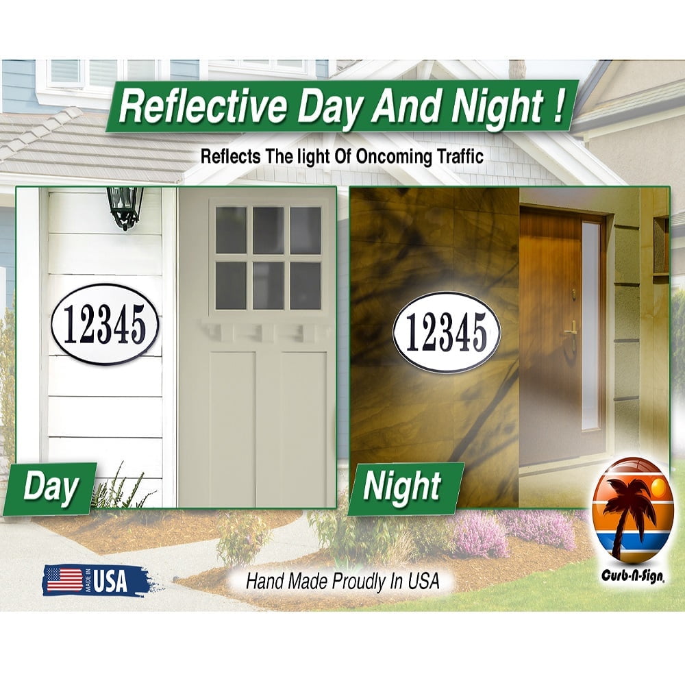 Curb-N-Sign® Horizontal Fancy Address Numbers for Outside, Custom Single Super Reflective Vinyl Stickers, Easy Peel and Stick Personalized Home/Office/Warehouse/Mailbox Address- 1 Pack, Bronze