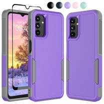 Samsung Galaxy A14 5G Phone Case and Screen Protector, Ebizware Shockproof Rubber Case for Galaxy A14 5G 6.6-inch, Heavy Duty Armor Full Body Protective Hybrid PC Back Case Cover -Purple