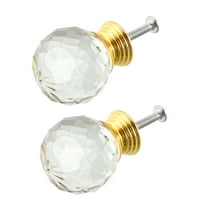 Pull Knob,1.18'' Dia Aluminum Alloy Crystal Glass Pulls Drawer Knobs Gold Tone 2Pcs