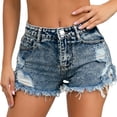 thumbnail image 6 of European and American women's sexy casual high waisted summer plus size distressed jeans women's denim short, 6 of 17