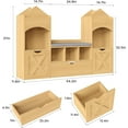 thumbnail image 6 of Vabches Kids Bookshelf with Reading Nook & LED Lights, Castle-Shaped Kids Toy Organization with 2 Movable Drawers & 5 Shelves and Bench, 6 of 7