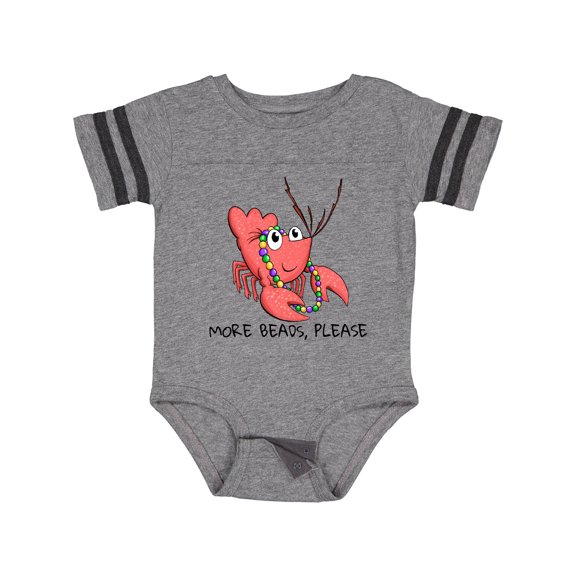 Inktastic More Beads, Please Cute Mardi Gras Crawfish Boys or Girls Baby Bodysuit