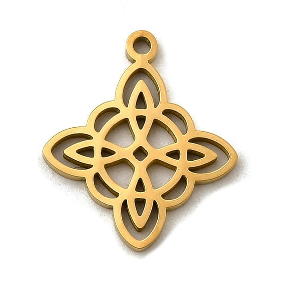 10pcs 304 Stainless Steel Pendants Witch Knot Charm Golden 19x16x1.3mm Hole: 1.5mm