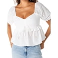 thumbnail image 4 of Celebrity Pink Women's Embroidered Eyelet Peplum Top, Sizes XS-XXXL, 4 of 7