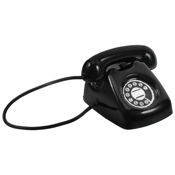 AURARMLET 2Pcs Black Retro Phone Prop Miniatures for Dollhouse Display